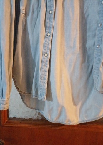 Mavi Denim Düğmeli Kadın Gömlek - Görsel 5