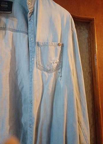 Mavi Denim Düğmeli Kadın Gömlek - Görsel 3