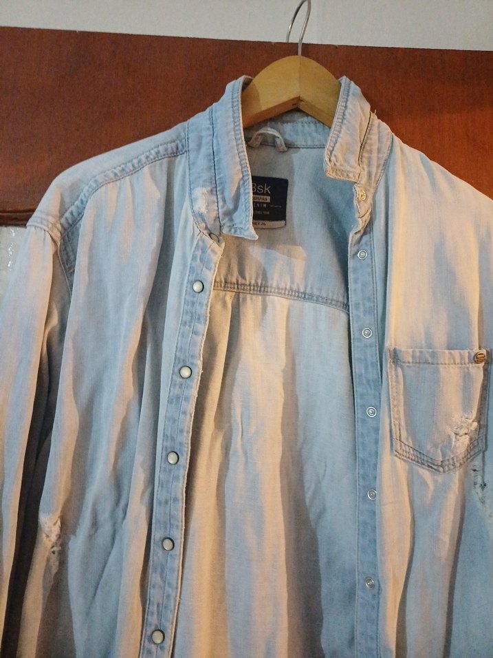 Mavi Denim Düğmeli Kadın Gömlek - Görsel 4