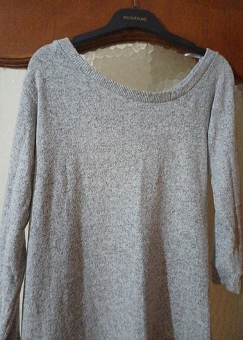 Gri Uzun Kollu Triko Kadın Kazak - Görsel 2