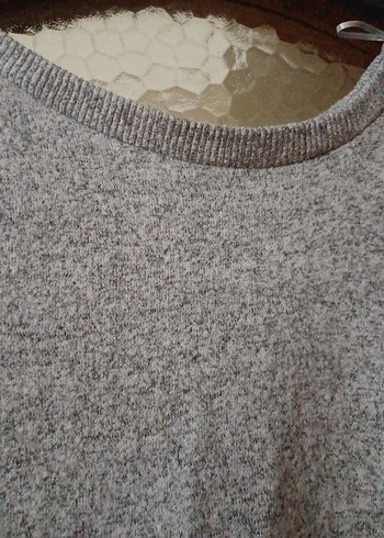 Gri Uzun Kollu Triko Kadın Kazak - Görsel 4