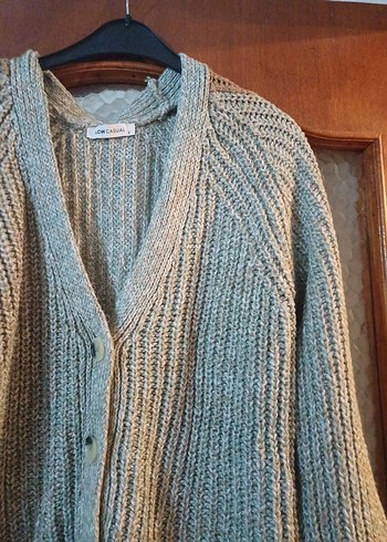 Gri Triko Kadın Hırka Midi Boy - Görsel 4