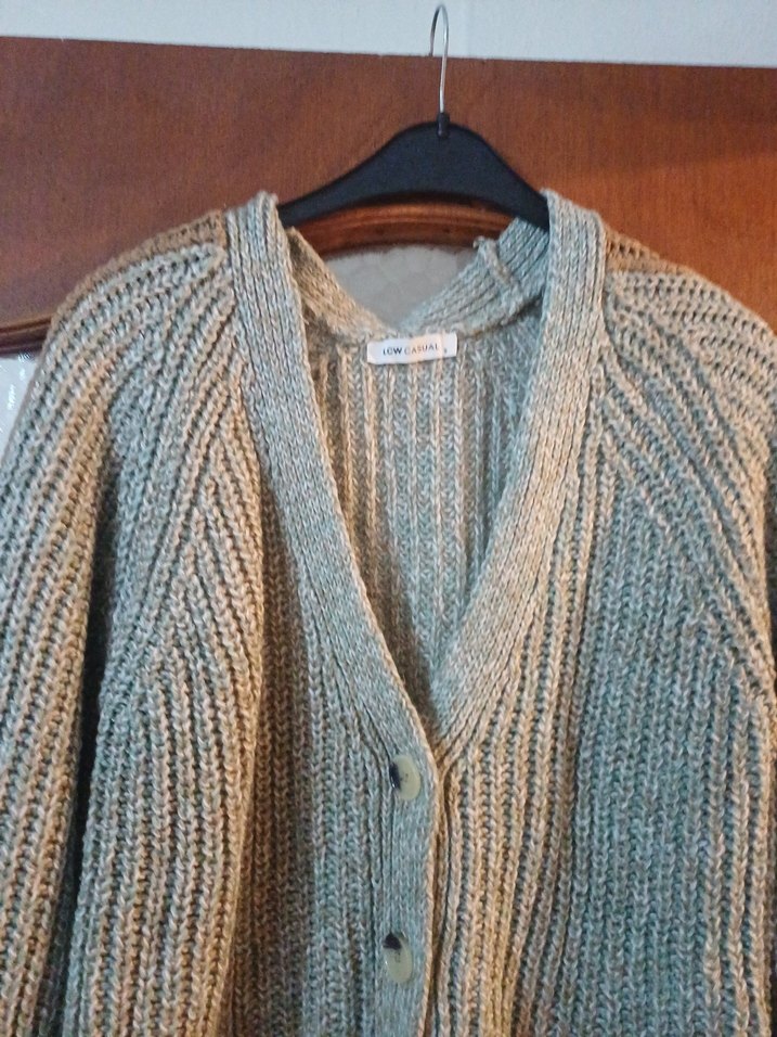 Gri Triko Kadın Hırka Midi Boy - Görsel 2