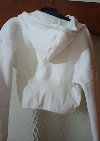 Beyaz Fermuarlı Kadın Sweatshirt - Görsel 5