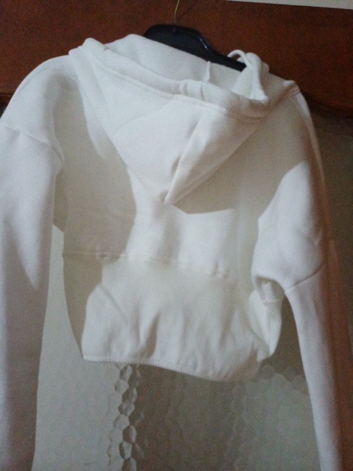 Beyaz Fermuarlı Kadın Sweatshirt - Görsel 5