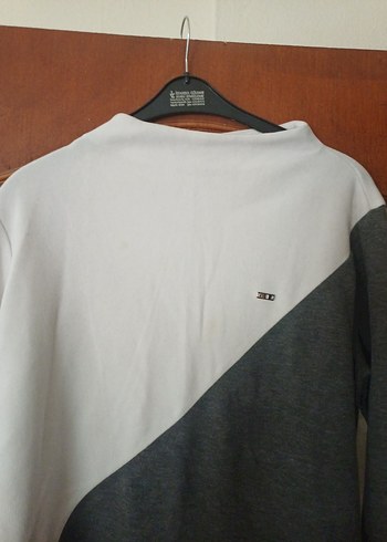 Gri kadin Pamuklu Uzun Kollu Sweatshirt - Görsel 2