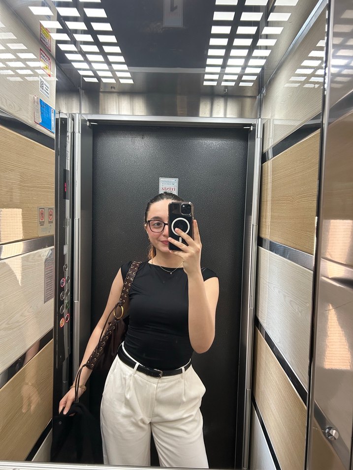 Beyaz kumaş pantolon - Görsel 3