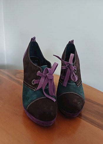 Diğer Mor Süet Stiletto Bağcıklı Kadın Ayakkabı
