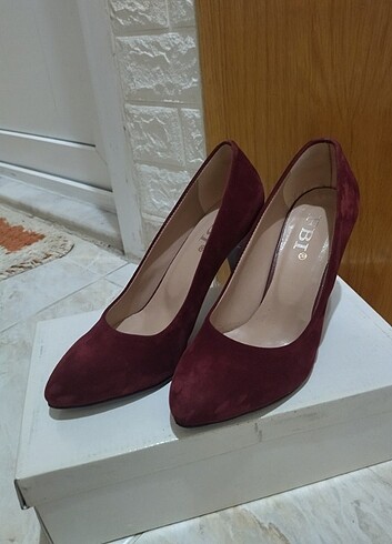 38 Beden bordo Renk Süet Stiletto