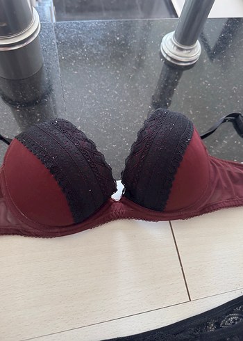 m Beden bordo Renk Bordo Göğüs Destekli Goth Sütyen ve Dantel Külot