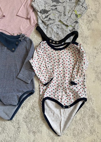 1,5 Yaş Beden Gri Uzun Kollu Pamuklu Bebek Body