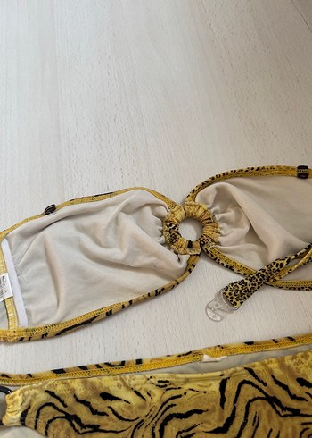 40 Beden altın Renk Altın Zebra Desenli Kadın Bikini