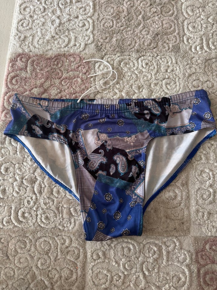 Bohem Tarzı Mavi Desenli Bikini Altı erkek için - Görsel 2