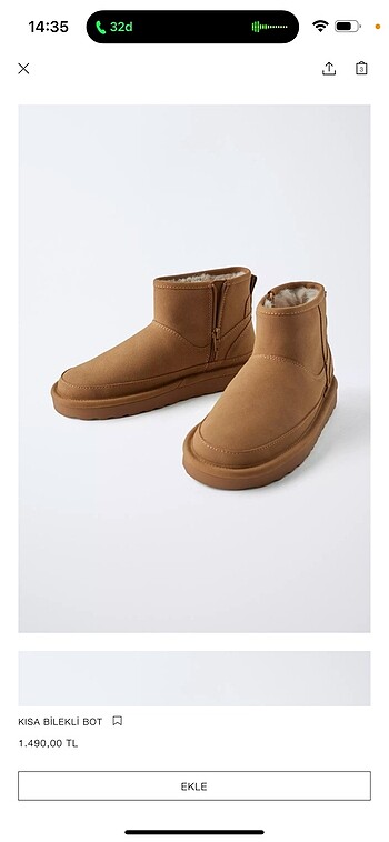 36 Beden kahverengi Renk Zara Ugg yepyeni 36 no 2-3 kez giyildi sorunsuz #zara #ugg