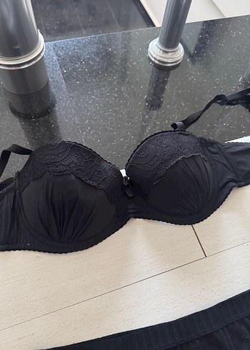 38 Beden siyah Renk Siyah Gotik Sütyen ve Külot Takımı