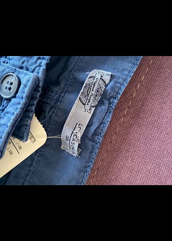 30 Beden mavi Renk Lacivert Kemerli Erkek Denim Şort