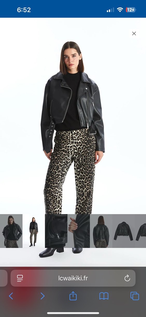 Kemer Detaylı Siyah Mini Deri Biker Ceket - Görsel 2