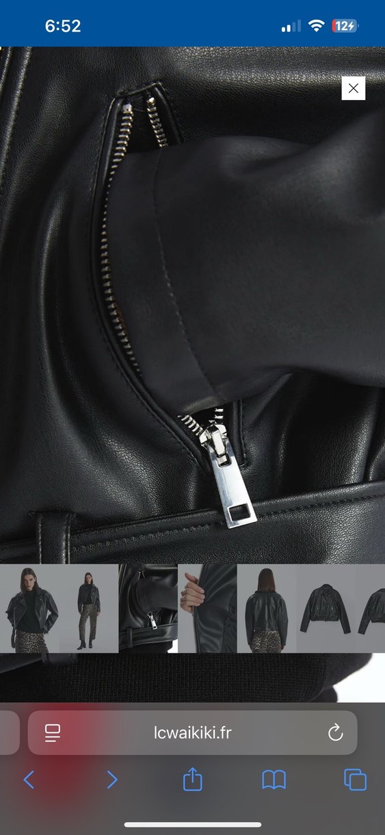 Kemer Detaylı Siyah Mini Deri Biker Ceket - Görsel 3