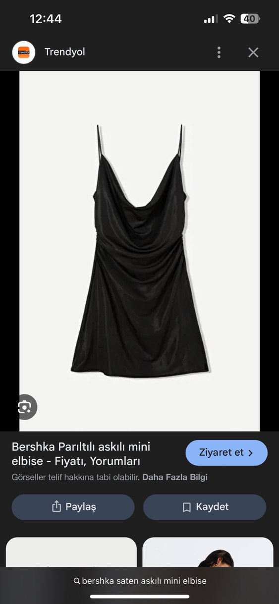 Parlak Siyah saten elbise - Görsel 4