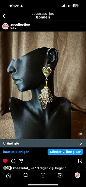 Sallantılı gold küpe
