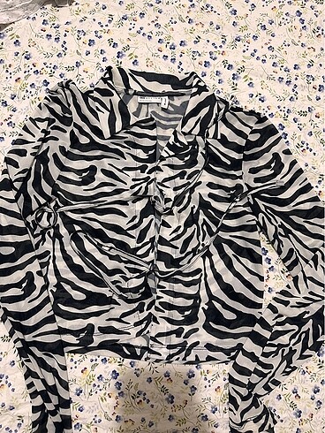 Zebra tül bluz crop