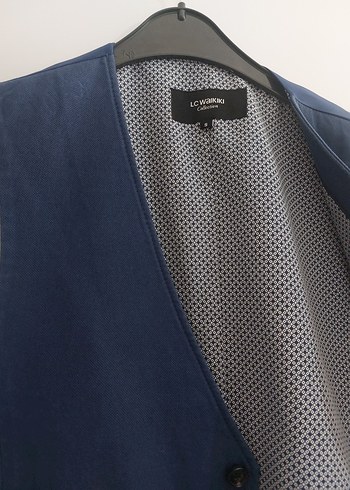 Erkek Düğmeli Denim Yelek - Mavi - Görsel 2