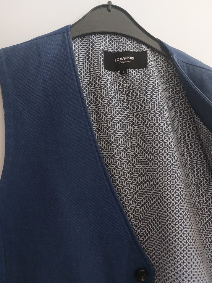 Erkek Düğmeli Denim Yelek - Mavi - Görsel 2