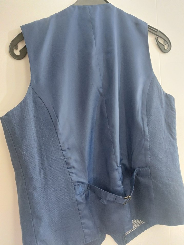 Erkek Düğmeli Denim Yelek - Mavi - Görsel 4