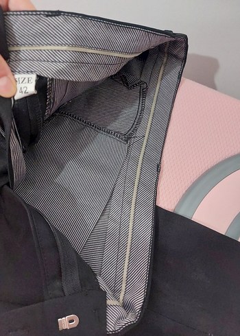 siyah erkek keten tarzı kumaş pantolon - Görsel 5