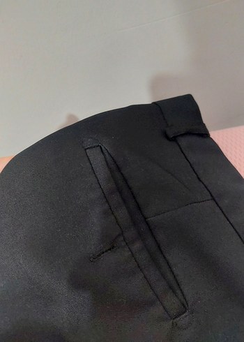 siyah erkek keten tarzı kumaş pantolon - Görsel 3