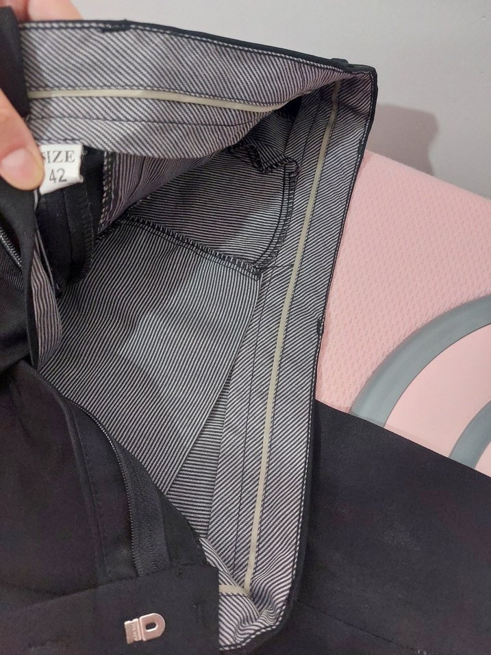 siyah erkek keten tarzı kumaş pantolon - Görsel 5