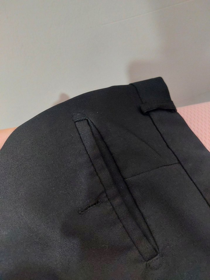 siyah erkek keten tarzı kumaş pantolon - Görsel 3