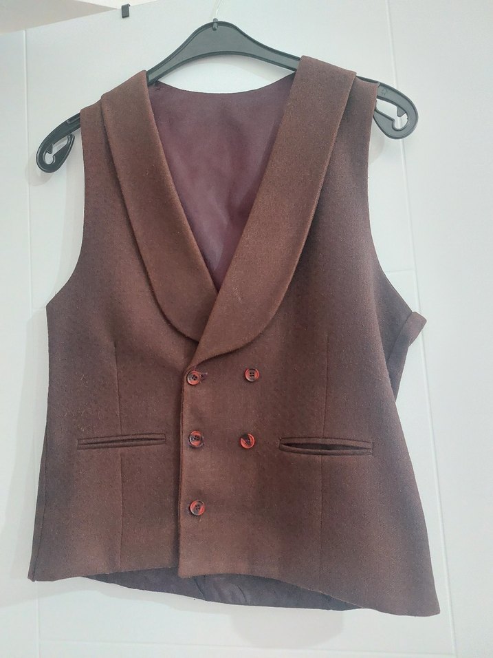 bordo ve kahverengi renge yakın Düğmeli Erkek Yelek - Görsel 2