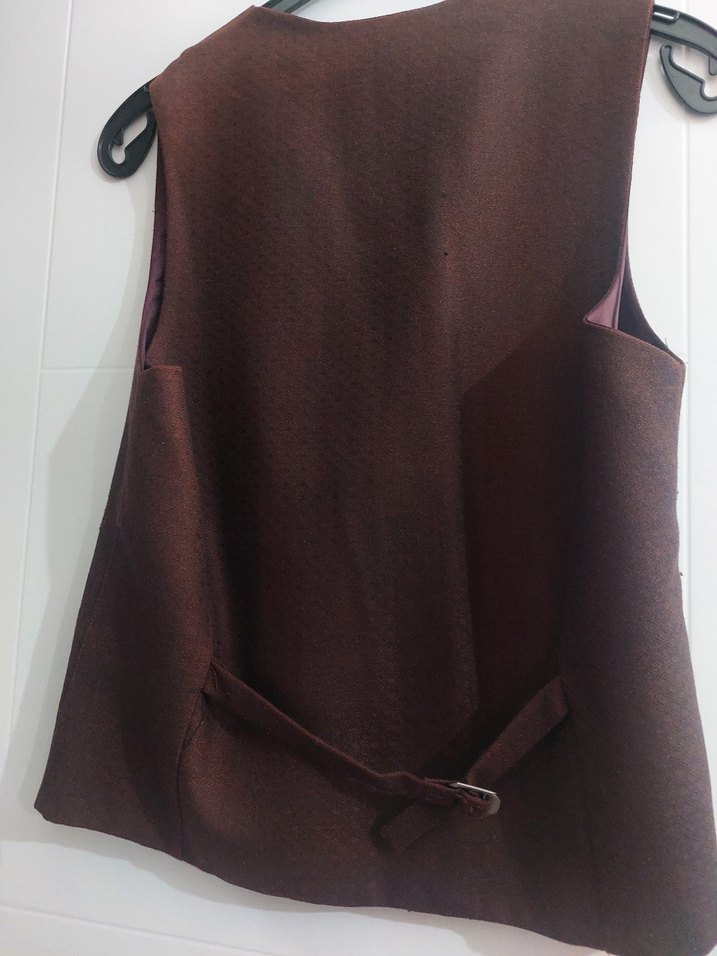 bordo ve kahverengi renge yakın Düğmeli Erkek Yelek - Görsel 3