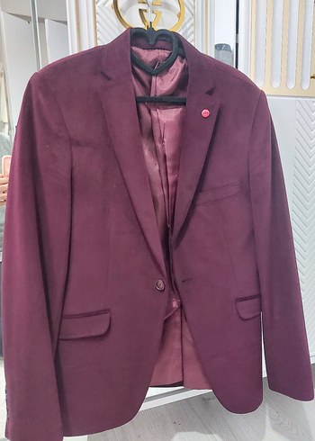 Bordo Düğmeli Erkek Ceket - Görsel 4