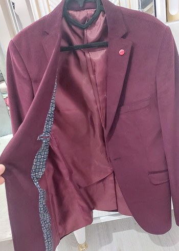 Bordo Düğmeli Erkek Ceket - Görsel 5