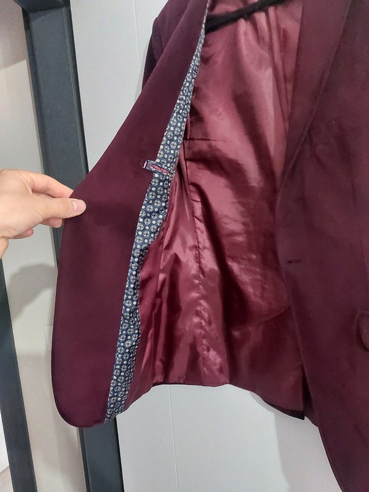 Bordo Düğmeli Erkek Ceket - Görsel 3