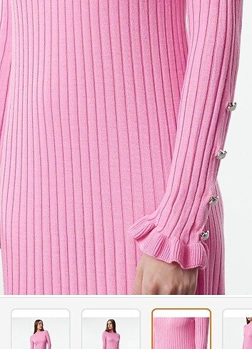 Diğer TESETTÜR TRİKO ELBİSE PEMBE