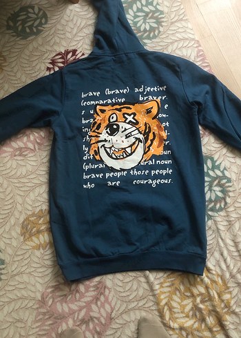 Uzun Kollu Kadın Mavi Baskılı Sweatshirt - Görsel 2