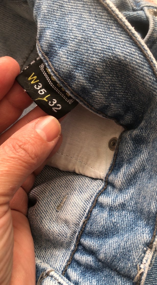 Düğmeli Mavi Bol Kesim Kadın Kot Pantolon - Görsel 4