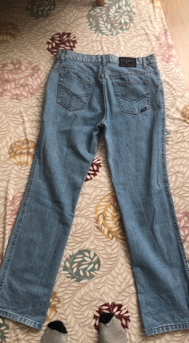 Düğmeli Mavi Bol Kesim Kadın Kot Pantolon - Görsel 3