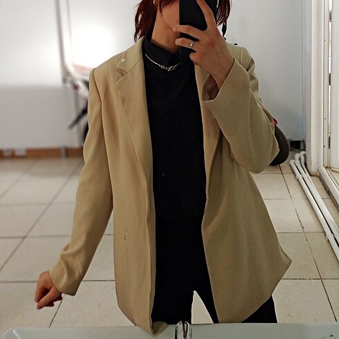 Camel blazer ceket