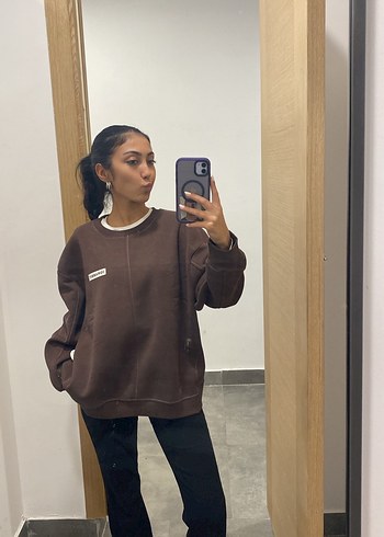 Kahverengi Oversize Kadın Sweatshirt