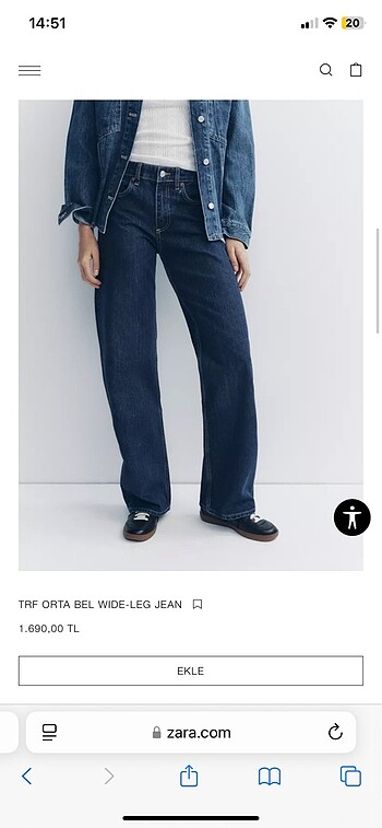 ZARA ORTA BEL WİDE LEG JEAN