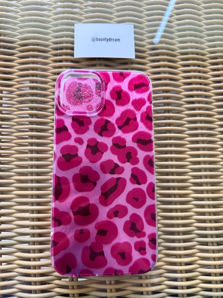 Parlak Pembe Leopar desenli iPhone 13/14 Telefon Kılıfı - Görsel 3