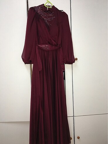 38 Beden bordo Renk Abiye