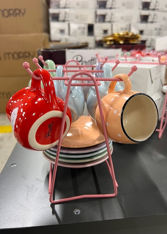 Seramik 6 lı kahve standı takımı - Görsel 3