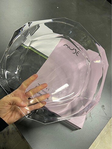 Nude şık cam tabak - Görsel 2