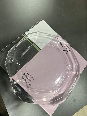 Nude şık cam tabak - Görsel 3