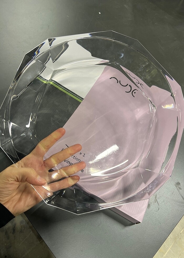 Nude şık cam tabak - Görsel 2